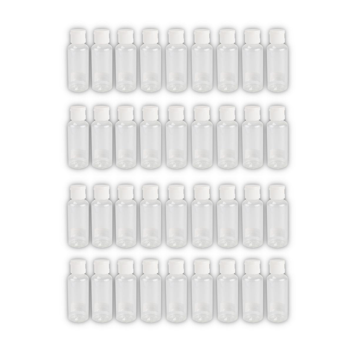Home Universal® Botellas Vacías de Plástico con Pulverizador y Tapa Flip-Top, Reutilizables para Viaje, Cosméticos, Champú, Gel, Loción y Líquidos (50ml, Botella Tapa Flip-Top (36 Uds))