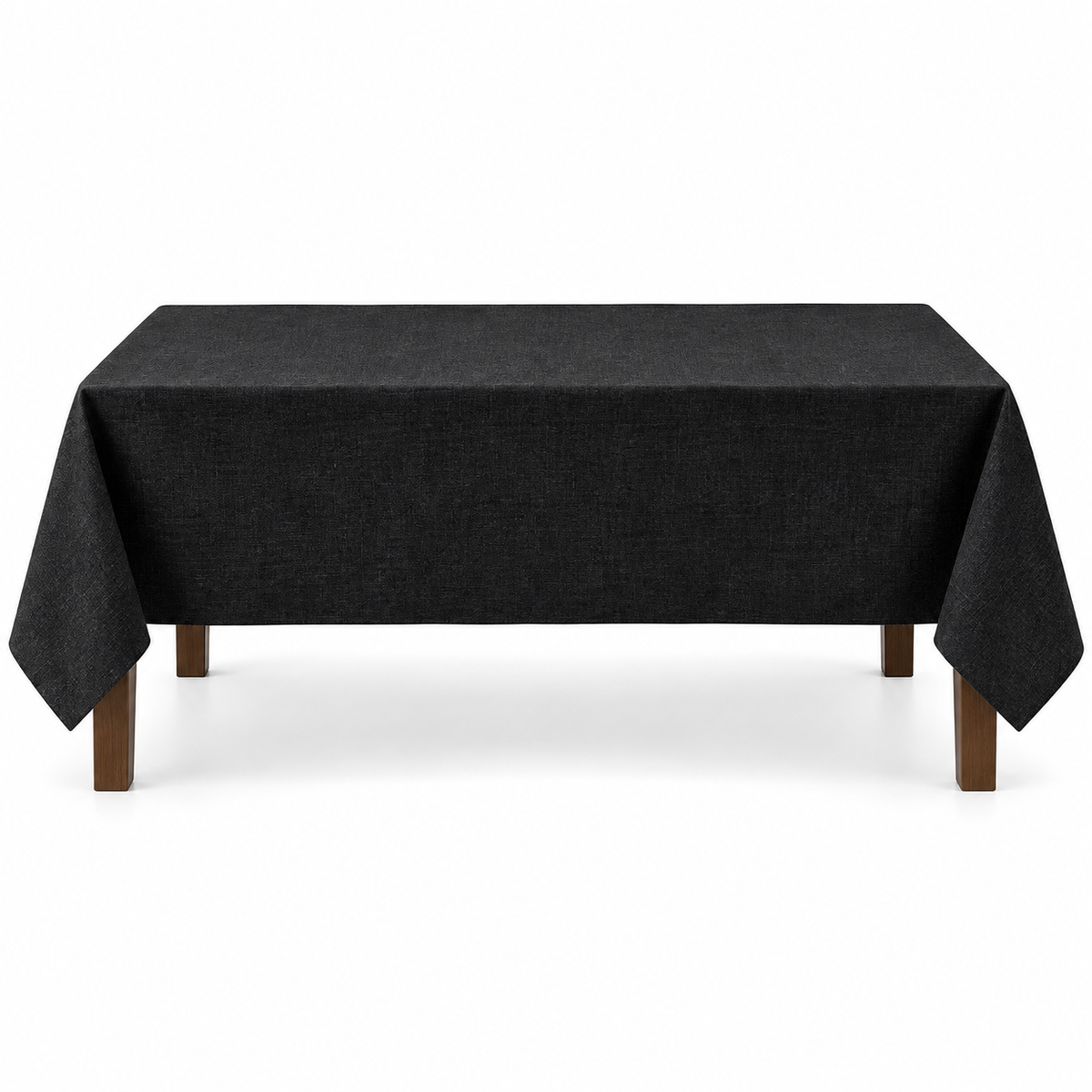 Home Universal® Mantel de Mesa Impermeable y Antimanchas, Tejido de Loneta con Efecto Lino , Liso o Estampado, para Cocina y Comedor (Negro Liso)