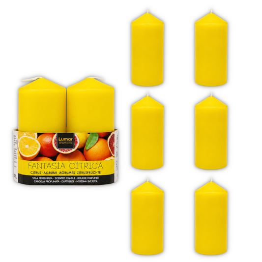 Home Universal® 6 Velas Aromáticas Perfumadas, 9 Aromas Disponibles, 2 Tamaños Disponibles, Velas Decorativas para Hogar, Relax, Spa y Aromaterapia (AMARILLO CITRICO Ø47 × 110 mm)