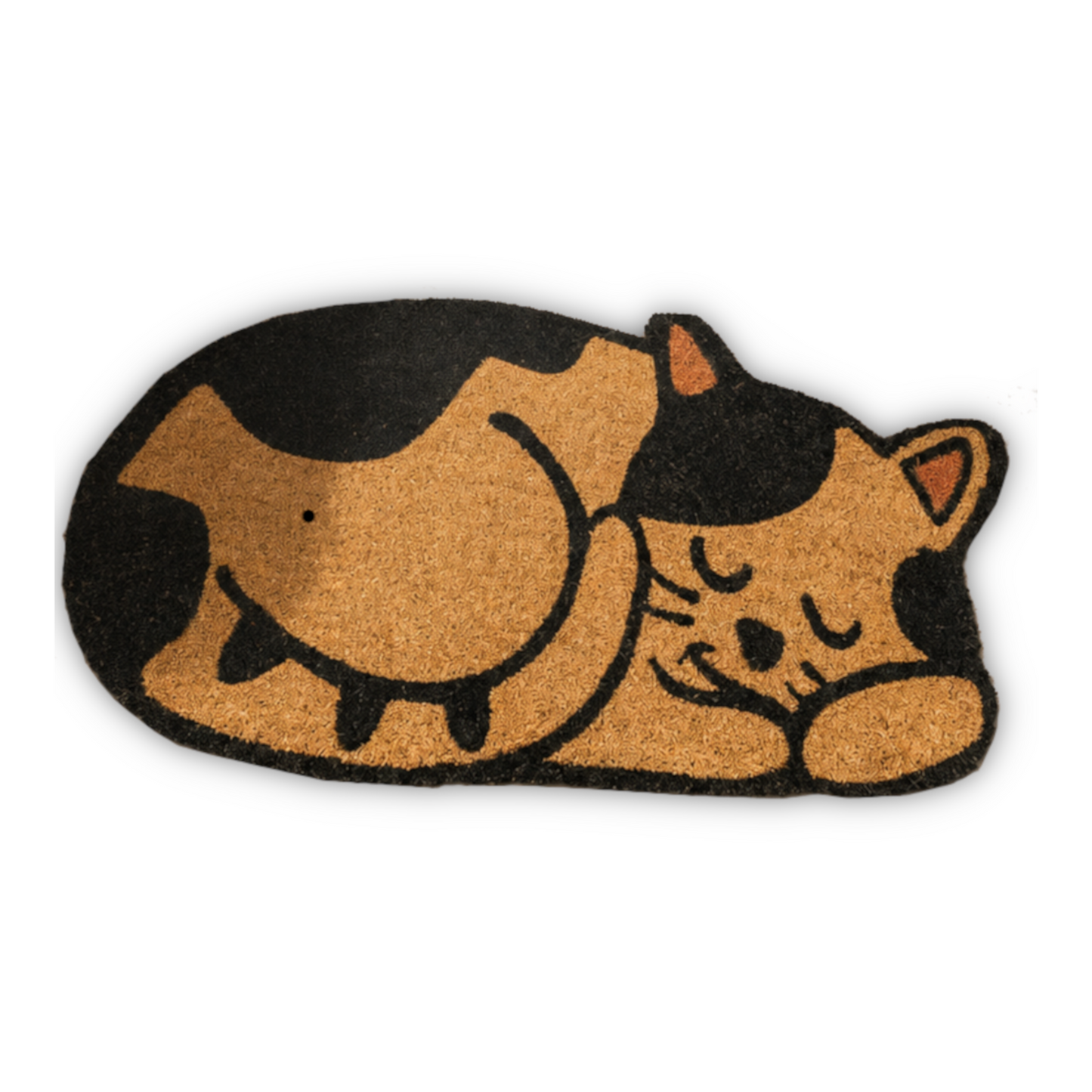 Home Universal ® Felpudos 60x40CM Fibra de Coco | Base Antideslizante de Caucho | Apto para el Exterior (Gato Durmiendo)