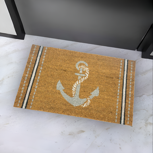 HOME UNIVERSAL | Felpudos de Fibra de Coco con Base Antideslizante 60x40x1.5CM (ANCLA)