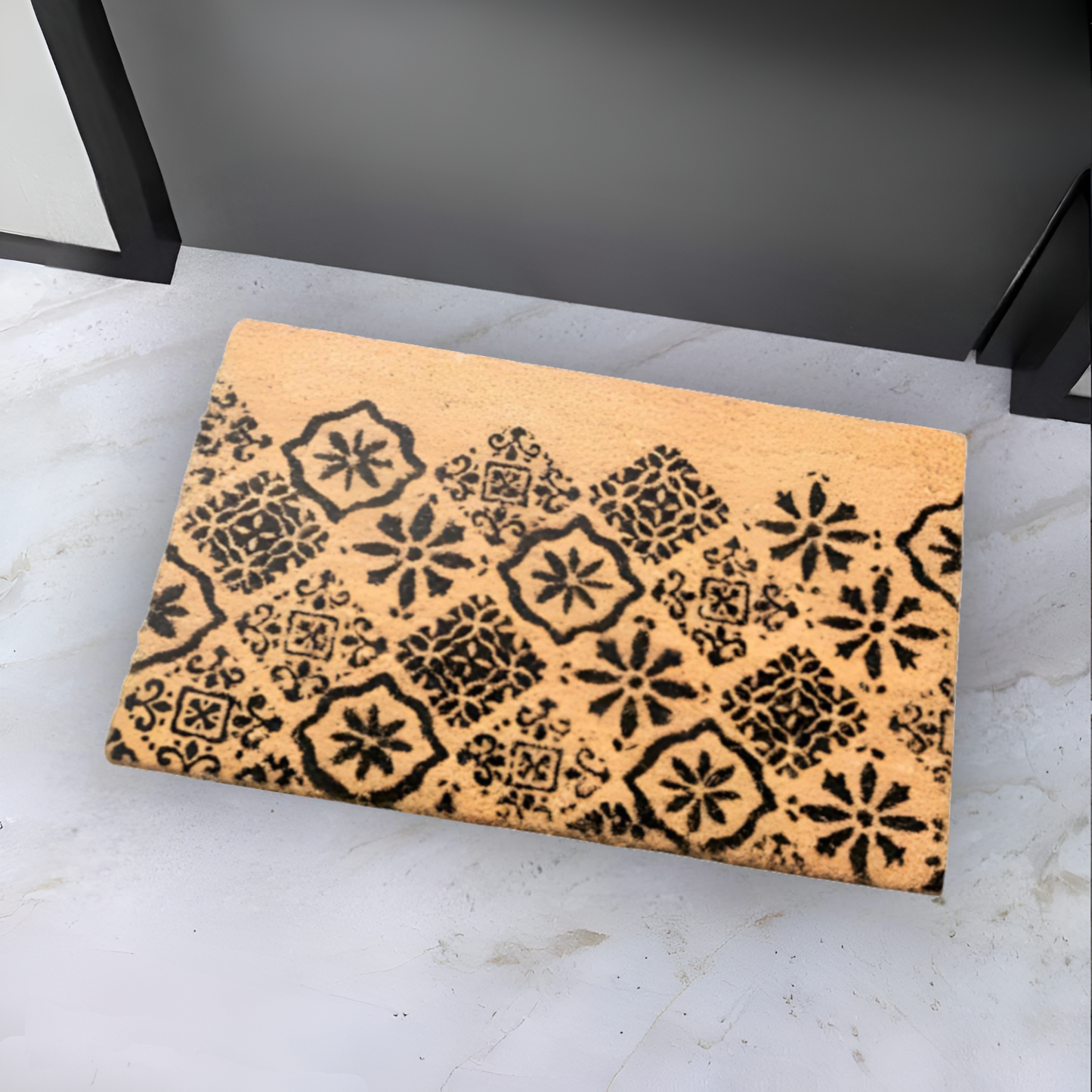 Home Universal ® Felpudos 60x40CM Fibra de Coco | Base Antideslizante de Caucho | Apto para el Exterior (Relieve Baldosas)