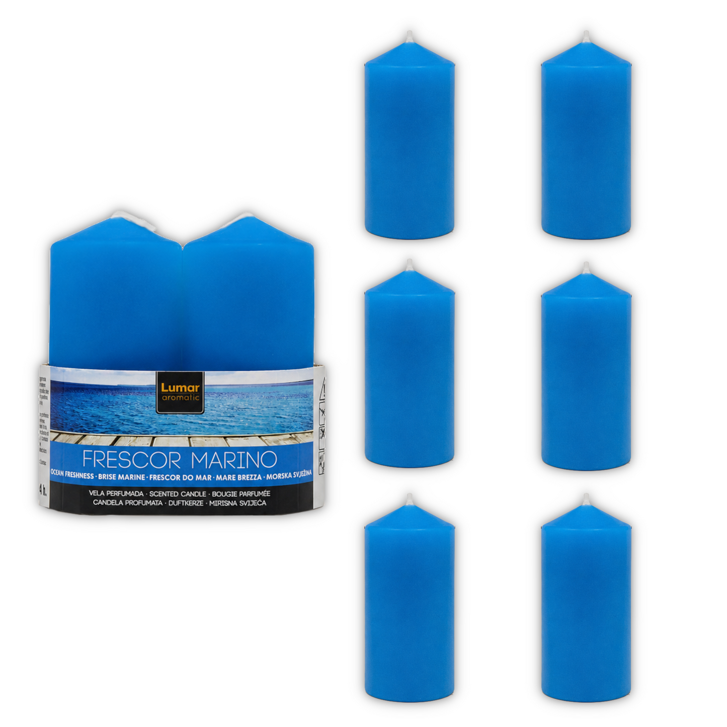Home Universal® 6 Velas Aromáticas Perfumadas, 9 Aromas Disponibles, 2 Tamaños Disponibles, Velas Decorativas para Hogar, Relax, Spa y Aromaterapia (AZUL MARINO Ø47 × 110 mm)