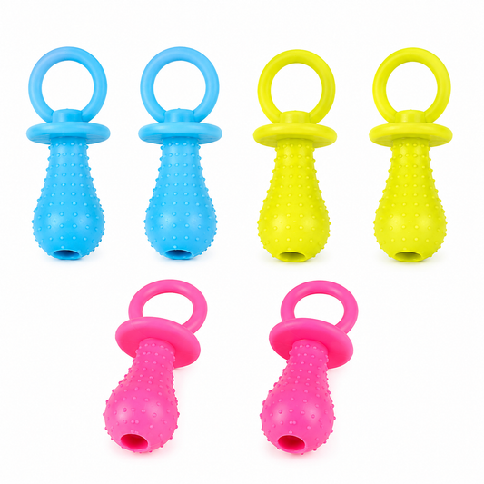 Home Universal® Juguetes para Perros de TPR, Juguetes Interactivos para Morder y Jugar, Diferentes Formas y Colores, Pelotas, Huesos y Figuras, Varios Modelos (Chupete (6 Unidades))