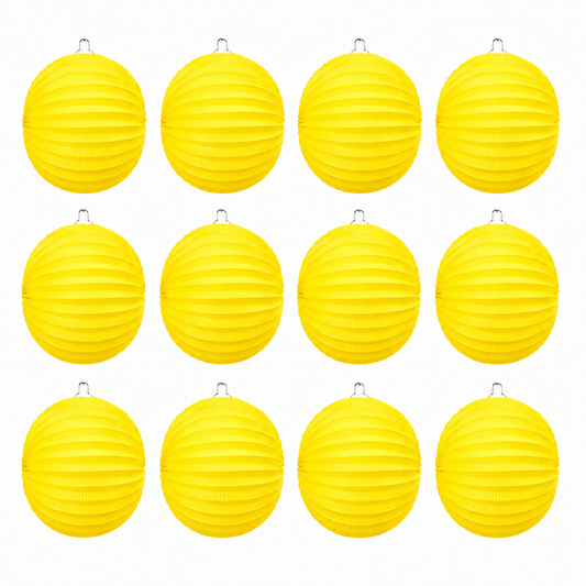 Home Universal® 12 Farolillos Japoneses de Papel, Decoración Colgante Multicolor para Cumpleaños, Bodas, Jardín y Celebraciones (Farolillo Redondo Amarillo)