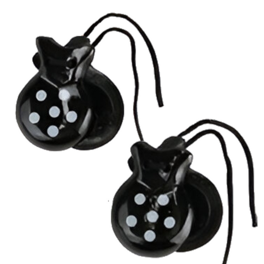 Home Universal® Castañuelas Flamencas Rojas con Lunares, Castañuelas Españolas para Baile de Flamenco,Sonido Tradicional,Ideales para Fiestas de Sevilla, Ferias, Disfraces y Eventos Españoles,2 Piezas (Lunar · Negro con Punto Blanco)