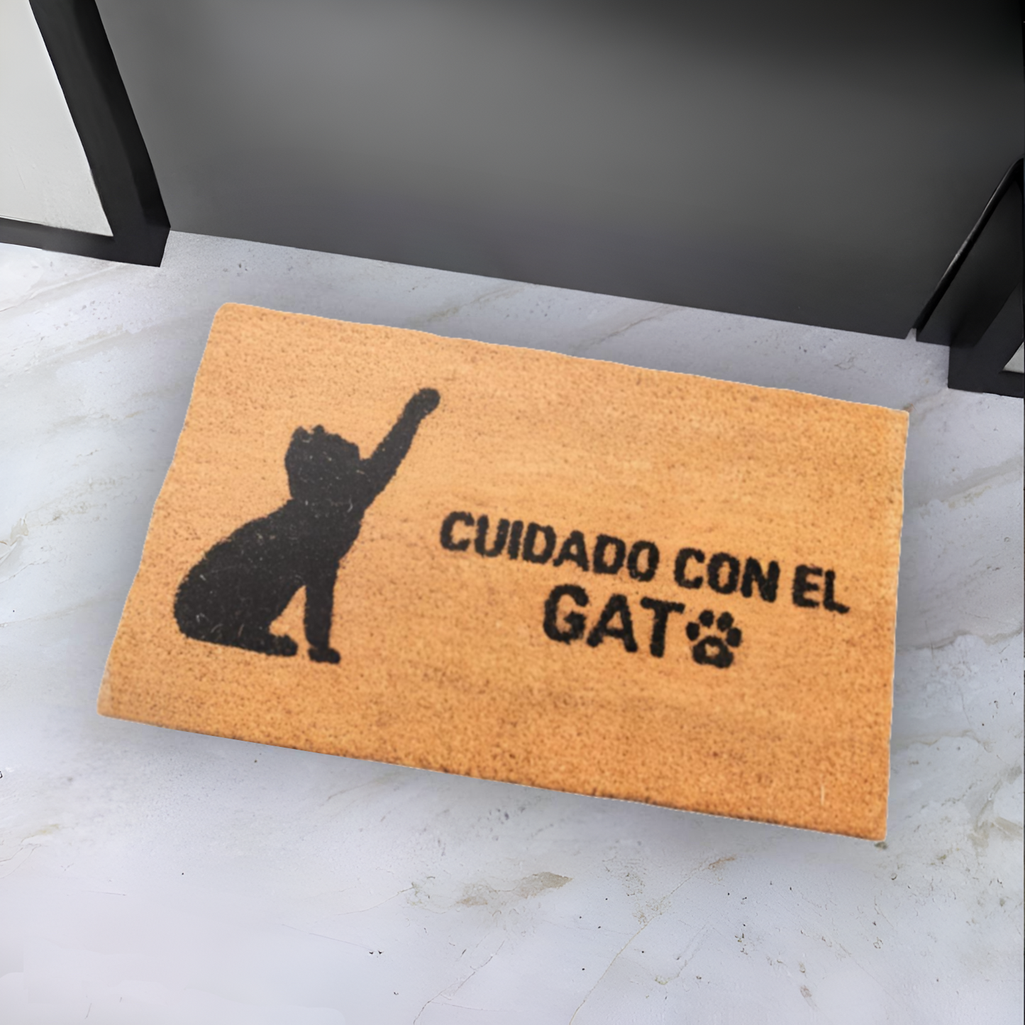 Home Universal ® Felpudos 60x40CM Fibra de Coco | Base Antideslizante de Caucho | Apto para el Exterior (Cuidado con el Gato)