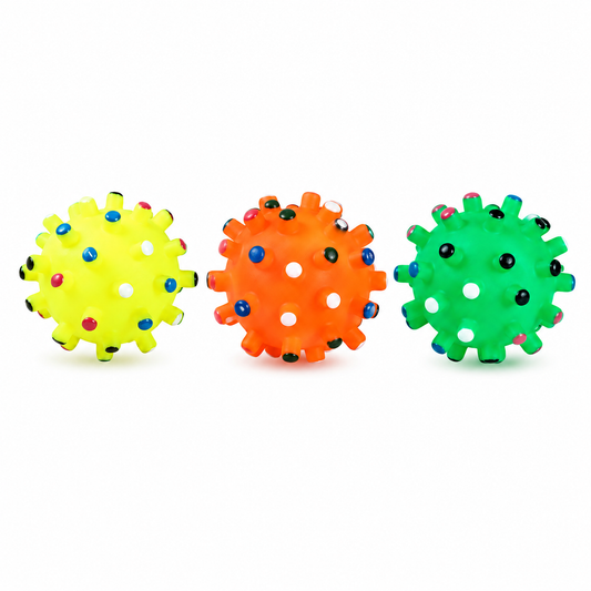 Home Universal® Juguetes para Perros de TPR, Juguetes Interactivos para Morder y Jugar, Diferentes Formas y Colores, Pelotas, Huesos y Figuras, Varios Modelos (Pelota con Pinchos (3 Unidades))