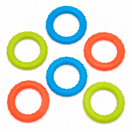 Home Universal® Juguetes para Perros de TPR, Juguetes Interactivos para Morder y Jugar, Diferentes Formas y Colores, Pelotas, Huesos y Figuras, Varios Modelos (Aro Fino (6 Unidades))