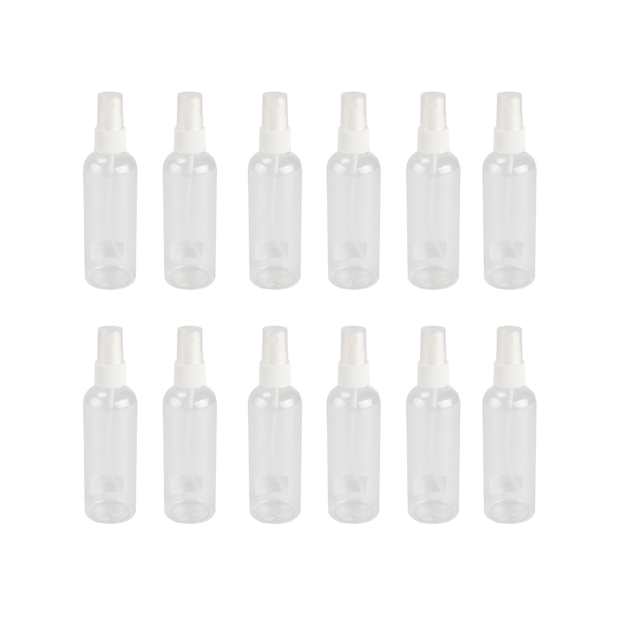 Home Universal® Botellas Vacías de Plástico con Pulverizador y Tapa Flip-Top, Reutilizables para Viaje, Cosméticos, Champú, Gel, Loción y Líquidos (100ml, Botella Pulverizadora (12 Uds))