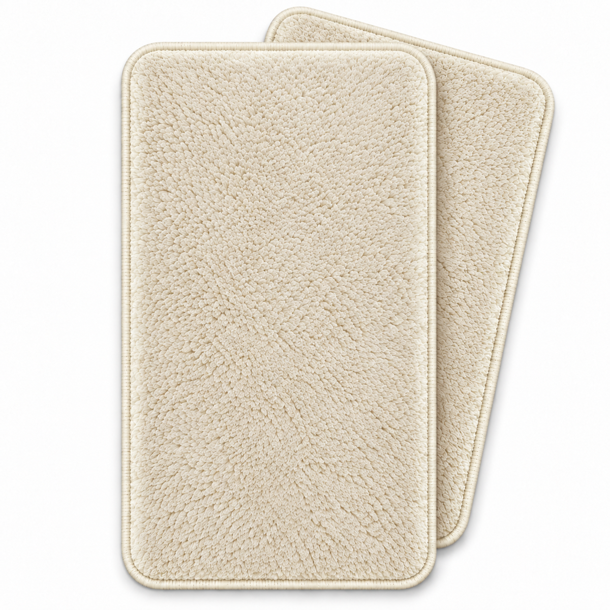 Home Universal® 2 Alfombras de Baño Absorbentes y Antideslizantes, Alfombrillas Suaves con Base de Goma, Lavables a Máquina, para Ducha, Bañera y Lavabo (Crema, 45 x 75 cm (Rectangular))