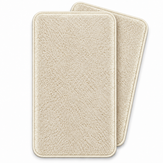 Home Universal® 2 Alfombras de Baño Absorbentes y Antideslizantes, Alfombrillas Suaves con Base de Goma, Lavables a Máquina, para Ducha, Bañera y Lavabo (Crema, 45 x 75 cm (Rectangular))