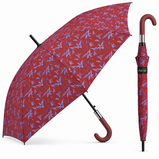 Home Universal® Paraguas Grande Semiautomático, Paraguas Largo Resistente al Viento con Mango Curvo para Mujer y Hombre (Rojo Carmesí)