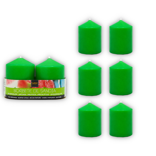 Home Universal® 6 Velas Aromáticas Perfumadas, 9 Aromas Disponibles, 2 Tamaños Disponibles, Velas Decorativas para Hogar, Relax, Spa y Aromaterapia (VERDE SANDÍA Ø57 × 70 mm)