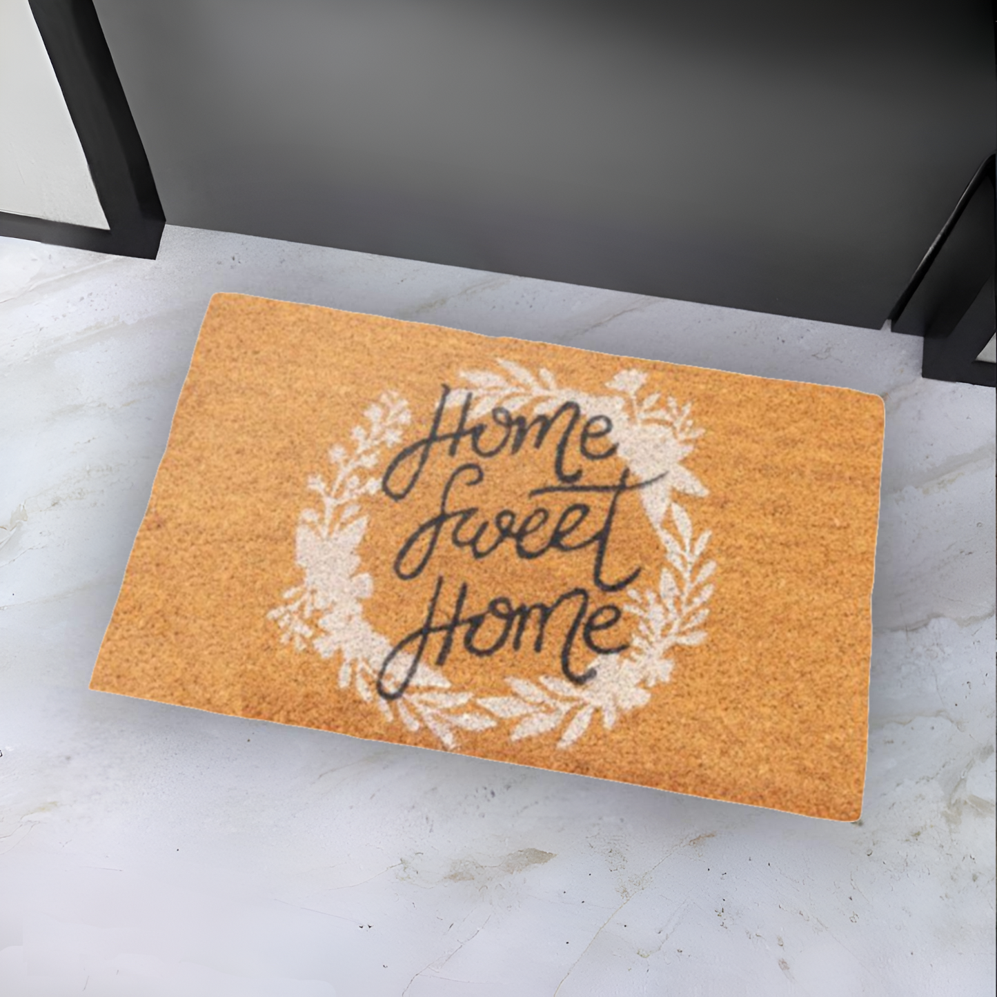 Home Universal ® Felpudos 60x40CM Fibra de Coco | Base Antideslizante de Caucho | Apto para el Exterior (Home Sweet Home · Corona)