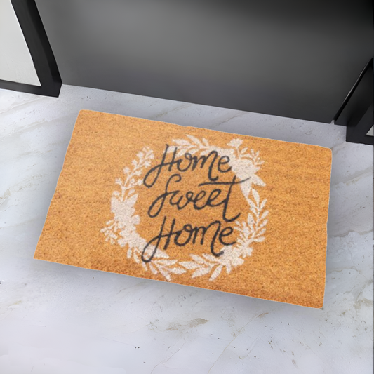 Home Universal ® Felpudos 60x40CM Fibra de Coco | Base Antideslizante de Caucho | Apto para el Exterior (Home Sweet Home · Corona)