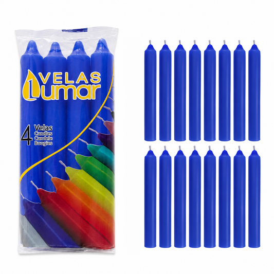 Home Universal® Pack de 16 Velas Cilíndricas Azul Océano 175x20 mm, Velas para Candelabros, Decoración de Mesa, Bodas, Comuniones y Eventos