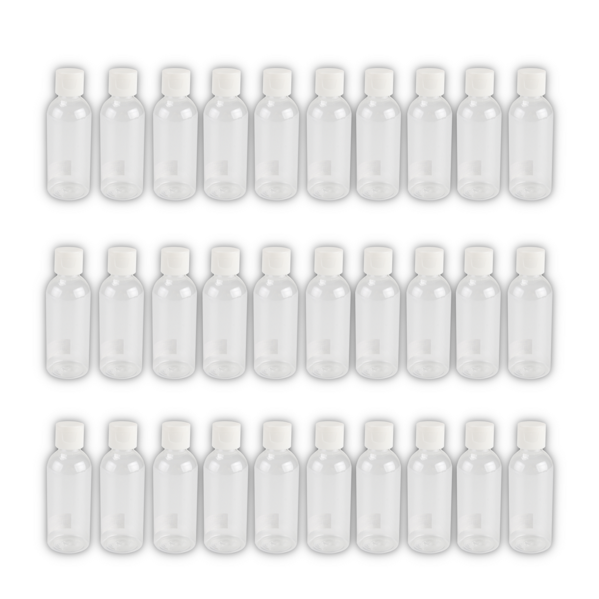 Home Universal® Botellas Vacías de Plástico con Pulverizador y Tapa Flip-Top, Reutilizables para Viaje, Cosméticos, Champú, Gel, Loción y Líquidos (75ml, Botella Tapa Flip-Top (30 Uds))