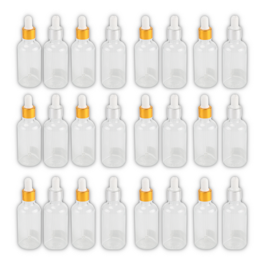Home Universal® Frascos de Vidrio con Cuentagotas, Pipeta Redonda y Pipeta Larga, Botellas Vacías para Aceites Esenciales, Sérum, Cosmética, Perfumería, DIY (Pipeta Larga, 50ml, 24 Unidades)