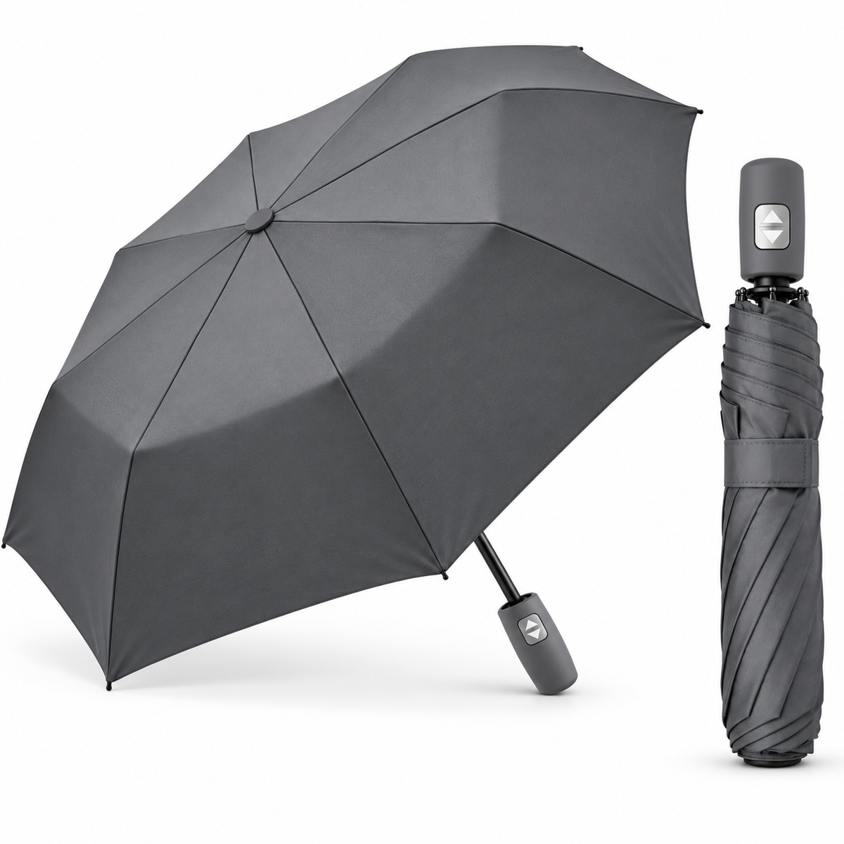 Home Universal® Paraguas Automático Plegable Grande, Compacto y Resistente, para Lluvia y Sol (Automático Apertura y Cierre (Gris))