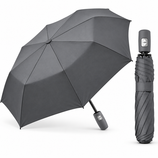 Home Universal® Paraguas Automático Plegable Grande, Compacto y Resistente, para Lluvia y Sol (Automático Apertura y Cierre (Gris))