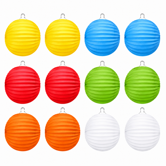 Home Universal® 12 Farolillos Japoneses de Papel, Decoración Colgante Multicolor para Cumpleaños, Bodas, Jardín y Celebraciones (Farolillo Redondo Multicolor)