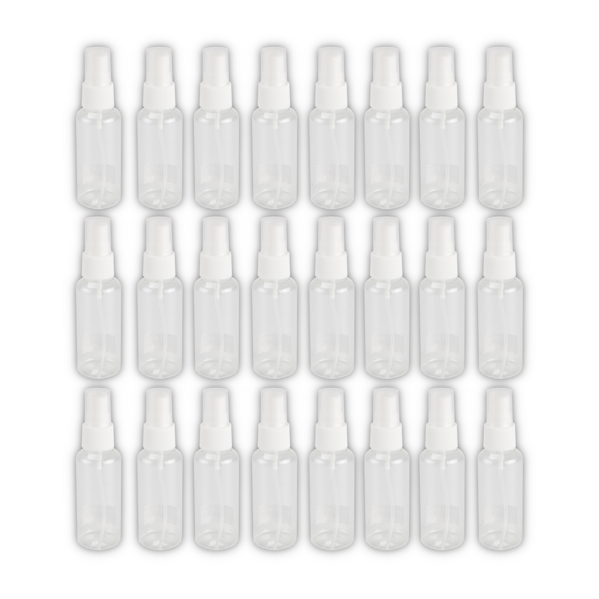 Home Universal® Botellas Vacías de Plástico con Pulverizador y Tapa Flip-Top, Reutilizables para Viaje, Cosméticos, Champú, Gel, Loción y Líquidos (50ml, Botella Pulverizadora (24 Uds))