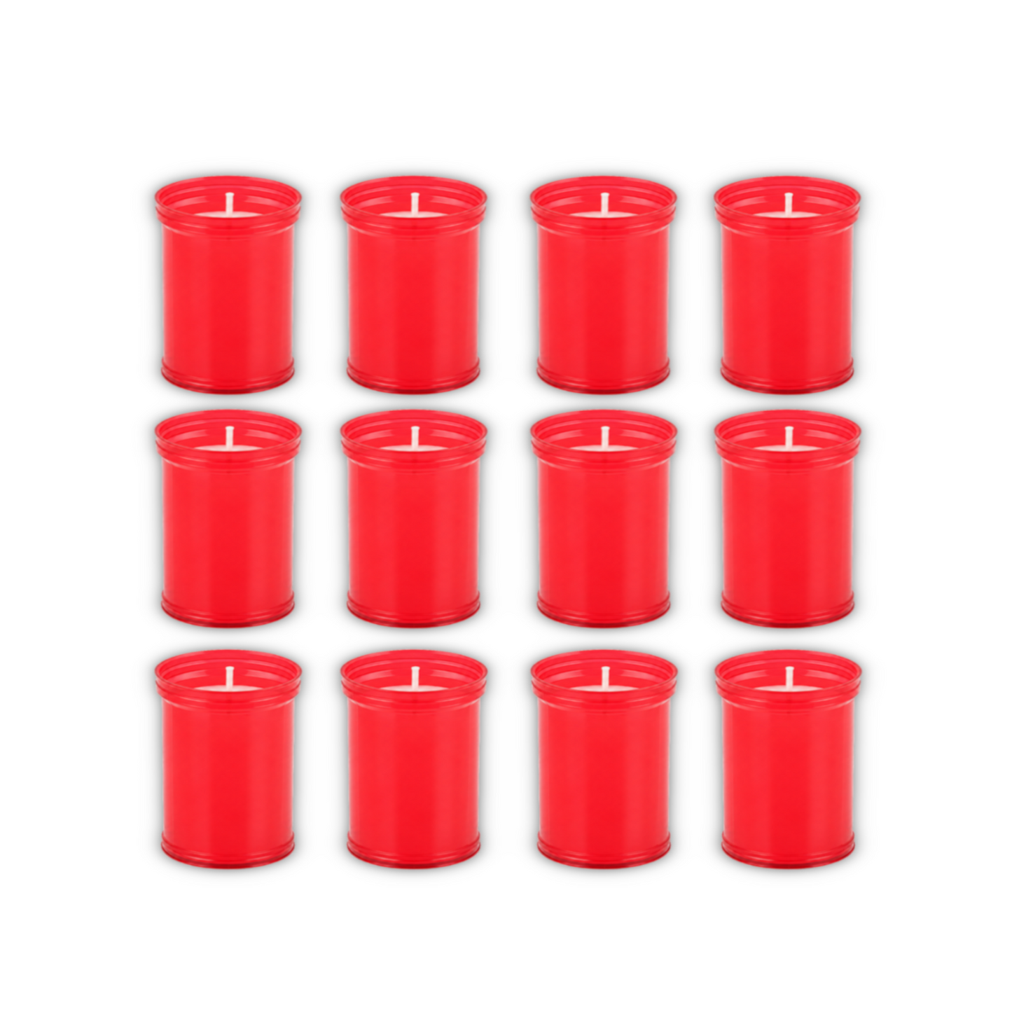 Home Universal® Velón Votivo para Iglesia y Altar, Rojo o Transparente, Varios Tamaños, Larga Duración, Ideal para Oración, Capillas, Iglesias y Velatorios (Velón Pequeño Rojo (12 Uds))