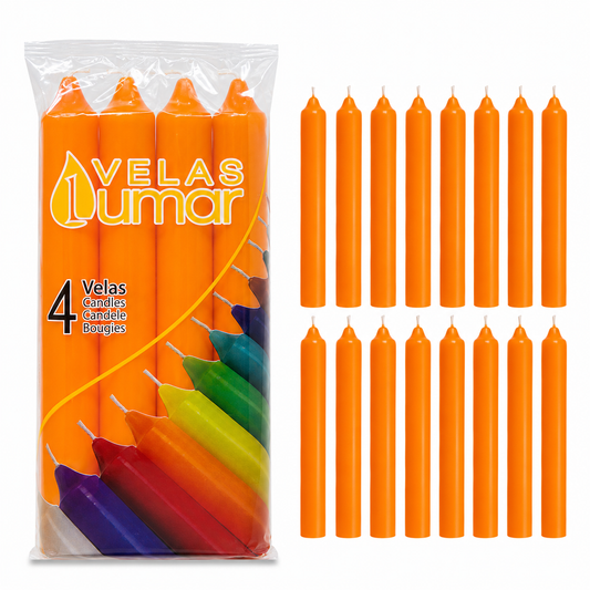 Home Universal® Pack de 16 Velas Cilíndricas Naranja Atardecer 175x20 mm, Velas para Candelabros, Decoración de Mesa, Bodas, Comuniones y Eventos