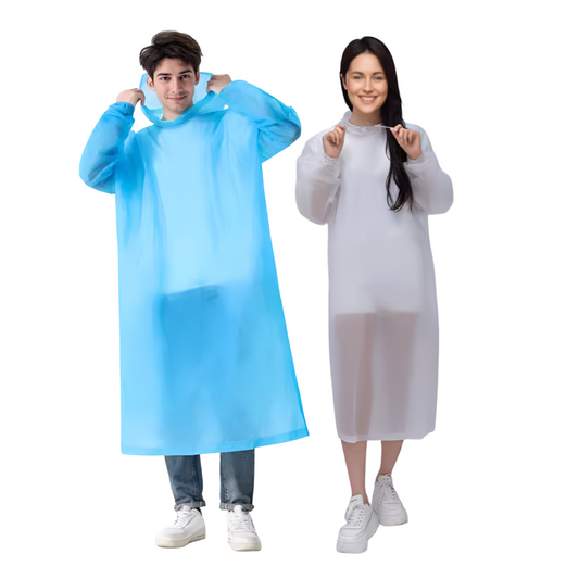 Home Universal® Chubasquero Impermeable Unisex - Material Ligero, con Capucha Ajustable, Plegable, Reutilizable (2 Unidades, Azul y Blanco - Adulto (145X85CM))