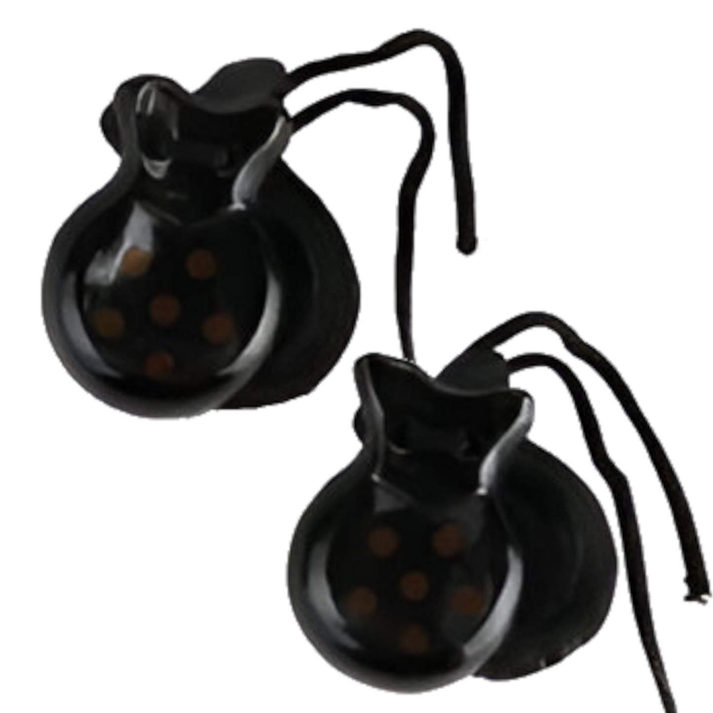 Home Universal® Castañuelas Flamencas Rojas con Lunares, Castañuelas Españolas para Baile de Flamenco,Sonido Tradicional,Ideales para Fiestas de Sevilla, Ferias, Disfraces y Eventos Españoles,2 Piezas (Lunar · Negro con Punto Marrón)