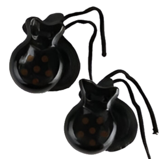 Home Universal® Castañuelas Flamencas Rojas con Lunares, Castañuelas Españolas para Baile de Flamenco,Sonido Tradicional,Ideales para Fiestas de Sevilla, Ferias, Disfraces y Eventos Españoles,2 Piezas (Lunar · Negro con Punto Marrón)