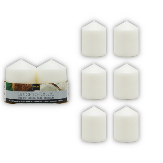 Home Universal® 6 Velas Aromáticas Perfumadas, 9 Aromas Disponibles, 2 Tamaños Disponibles, Velas Decorativas para Hogar, Relax, Spa y Aromaterapia (COCO Ø57 × 70 mm)