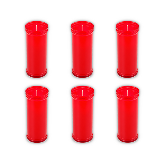 Home Universal® Velón Votivo para Iglesia y Altar, Rojo o Transparente, Varios Tamaños, Larga Duración, Ideal para Oración, Capillas, Iglesias y Velatorios (Velón Santísimo Rojo (6 Uds))