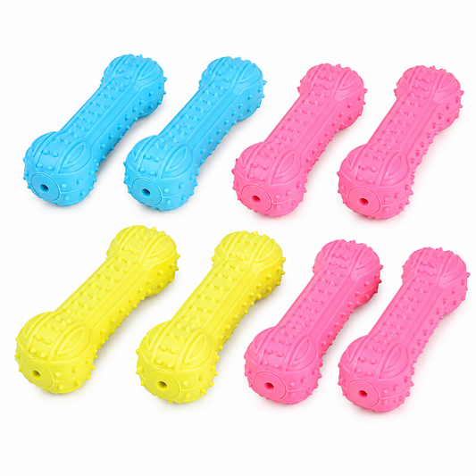 Home Universal® Juguetes para Perros de TPR, Juguetes Interactivos para Morder y Jugar, Diferentes Formas y Colores, Pelotas, Huesos y Figuras, Varios Modelos (Hueso Redondo (6 Unidades))