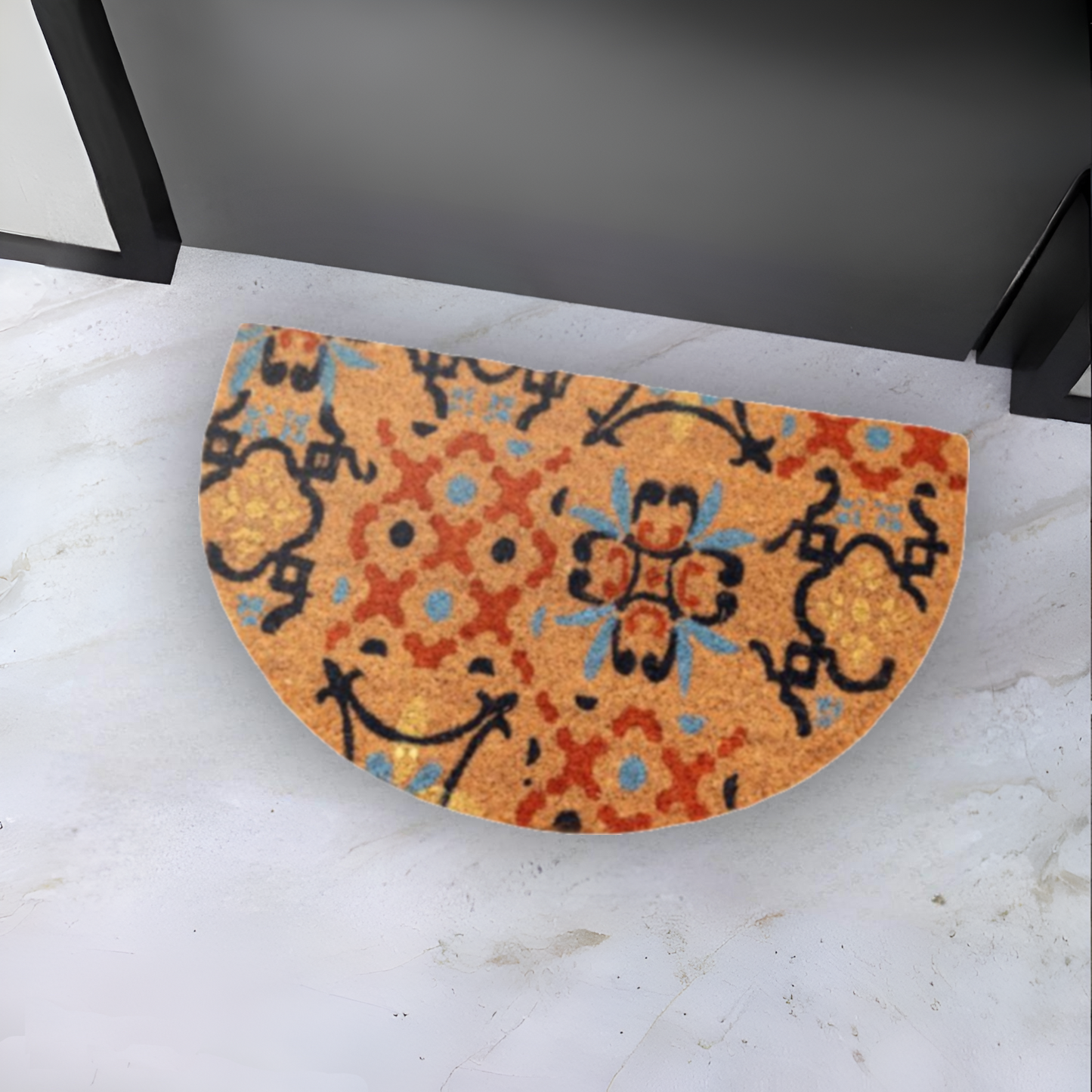 Home Universal ® Felpudos 60x40CM Fibra de Coco | Base Antideslizante de Caucho | Apto para el Exterior (Relieve · Medio Círculo)