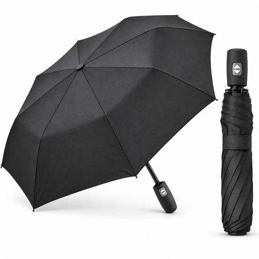 Home Universal® Paraguas Automático Plegable Grande, Compacto y Resistente, para Lluvia y Sol (Automático Apertura y Cierre (Negro))
