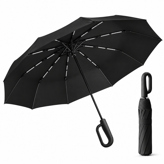 Home Universal® Paraguas Automático Plegable Grande, Compacto y Resistente, para Lluvia y Sol (Automático Apertura y Cierre (Mango Curvo))