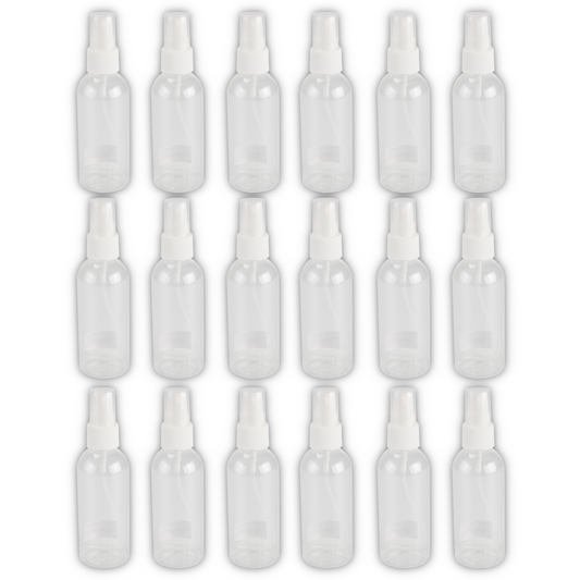 Home Universal® Botellas Vacías de Plástico con Pulverizador y Tapa Flip-Top, Reutilizables para Viaje, Cosméticos, Champú, Gel, Loción y Líquidos (75ml, Botella Pulverizadora (18 Uds))