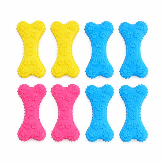 Home Universal® Juguetes para Perros de TPR, Juguetes Interactivos para Morder y Jugar, Diferentes Formas y Colores, Pelotas, Huesos y Figuras, Varios Modelos (Hueso (6 Unidades))