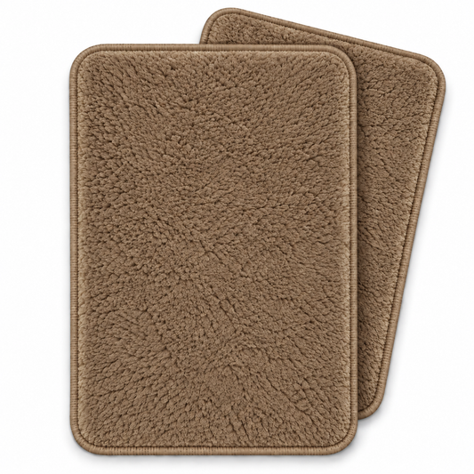 Home Universal® 2 Alfombras de Baño Absorbentes y Antideslizantes, Alfombrillas Suaves con Base de Goma, Lavables a Máquina, para Ducha, Bañera y Lavabo (Taupe, 40 x 60 cm (Rectangular))