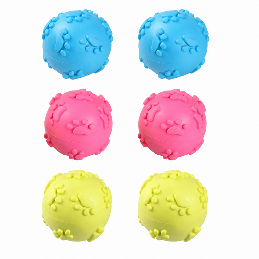 Home Universal® Juguetes para Perros de TPR, Juguetes Interactivos para Morder y Jugar, Diferentes Formas y Colores, Pelotas, Huesos y Figuras, Varios Modelos (Pelota Huellas (6 Unidades))