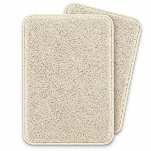 Home Universal® 2 Alfombras de Baño Absorbentes y Antideslizantes, Alfombrillas Suaves con Base de Goma, Lavables a Máquina, para Ducha, Bañera y Lavabo (Crema, 40 x 60 cm (Rectangular))