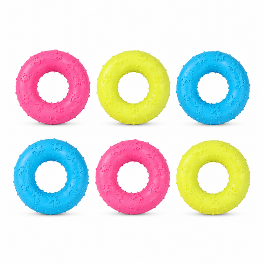Home Universal® Juguetes para Perros de TPR, Juguetes Interactivos para Morder y Jugar, Diferentes Formas y Colores, Pelotas, Huesos y Figuras, Varios Modelos (Aro (6 Unidades))