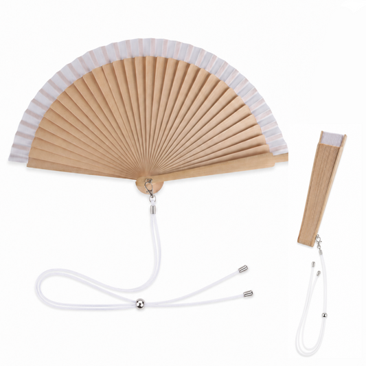 Home Universal® Pack de 1/2 Abanicos de Madera Lacados, Disponibles en Varios Colores y Tamaños, Abanico Flamenco Español para Bodas, Ferias, Fiestas, Comuniones y Eventos (19 cm, Madera y Blanca)