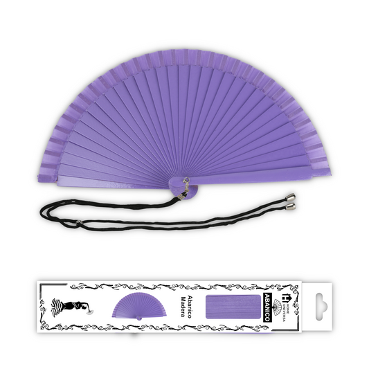 Home Universal® Pack de 1/2 Abanicos de Madera Lacados, Disponibles en Varios Colores y Tamaños, Abanico Flamenco Español para Bodas, Ferias, Fiestas, Comuniones y Eventos (23 cm, Morado)
