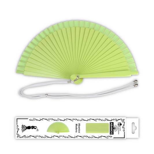 Home Universal® Pack de 1/2 Abanicos de Madera Lacados, Disponibles en Varios Colores y Tamaños, Abanico Flamenco Español para Bodas, Ferias, Fiestas, Comuniones y Eventos (23 cm, Verde Clara)