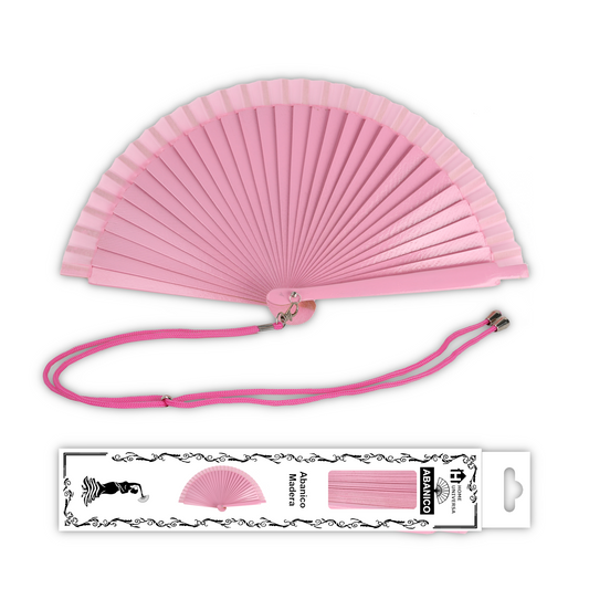 Home Universal® Pack de 1/2 Abanicos de Madera Lacados, Disponibles en Varios Colores y Tamaños, Abanico Flamenco Español para Bodas, Ferias, Fiestas, Comuniones y Eventos (23 cm, Rosa Palo)