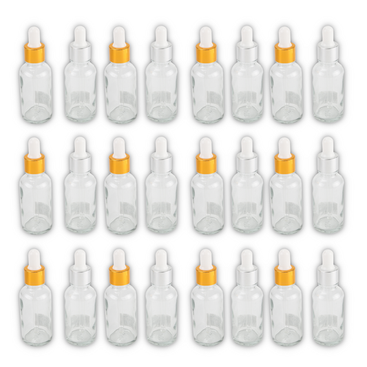 Home Universal® Frascos de Vidrio con Cuentagotas, Pipeta Redonda y Pipeta Larga, Botellas Vacías para Aceites Esenciales, Sérum, Cosmética, Perfumería, DIY (Pipeta Larga, 30ml, 24 Unidades)