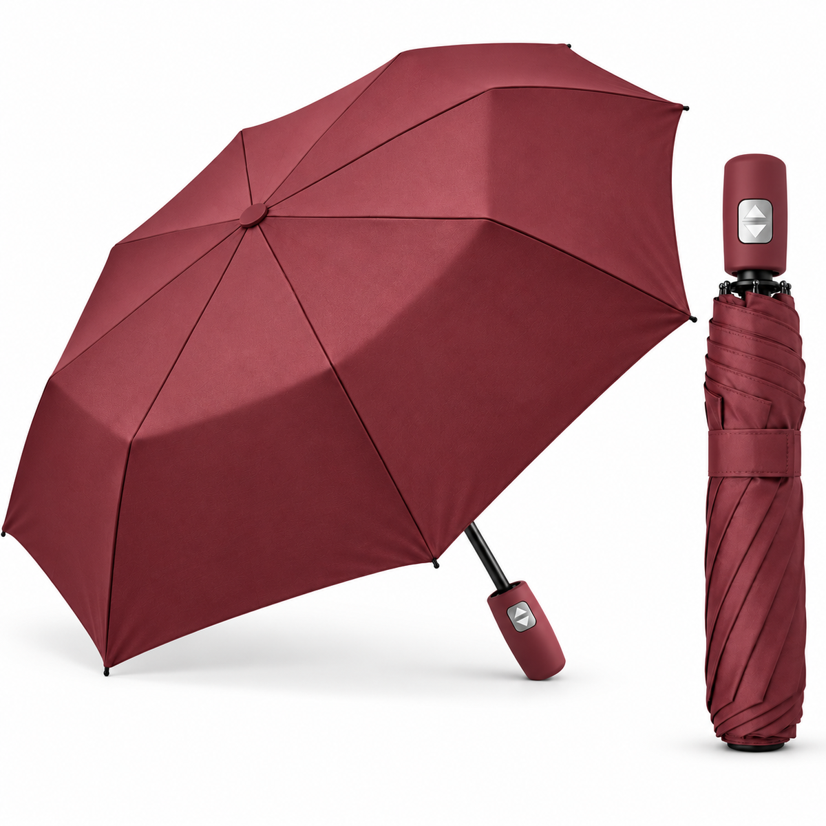 Home Universal® Paraguas Automático Plegable Grande, Compacto y Resistente, para Lluvia y Sol (Automático Apertura y Cierre (Rojo))